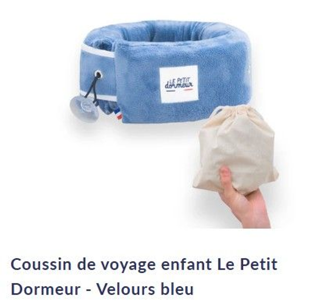 Coussin voyage enfant - velours bleu