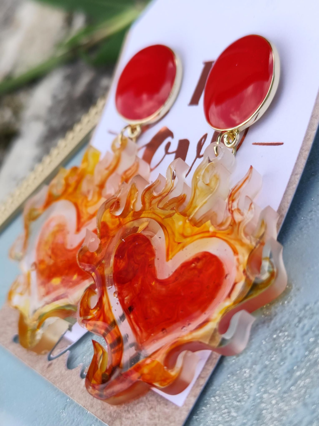 Boucles d&#039;oreilles &#039;Burn Heart&#039;