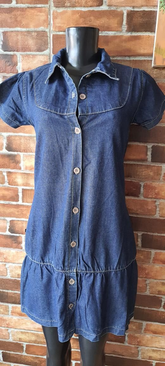 Vestido JEANS,T/M, Com Manga Curta 