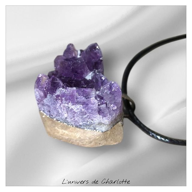 Pendentif "Améthyste brute" coeur PN-201