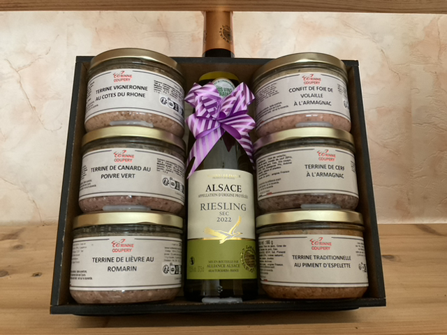Coffret terrines et bouteille