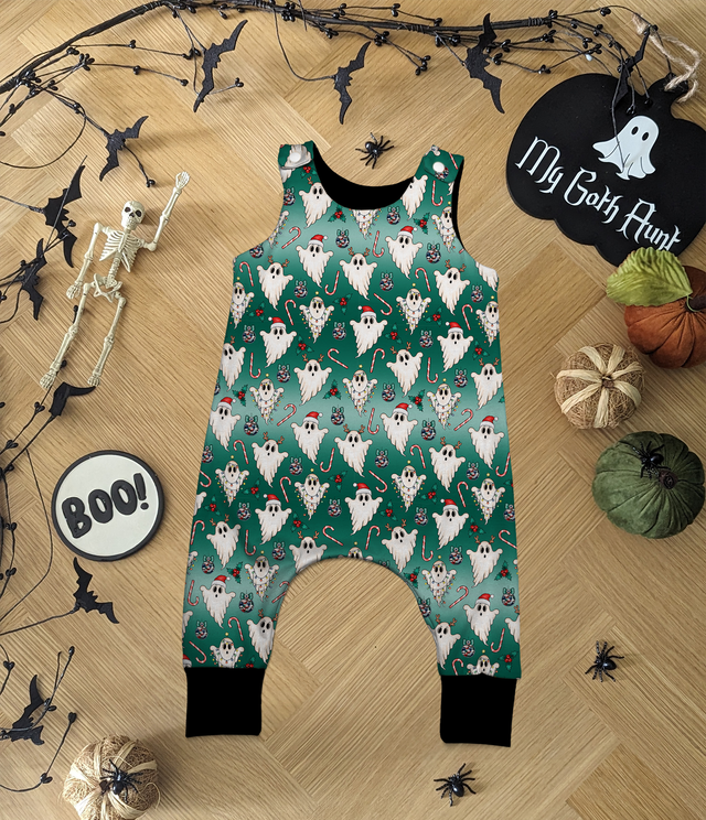 Christmas Green Ghosts Childrens Romper 
