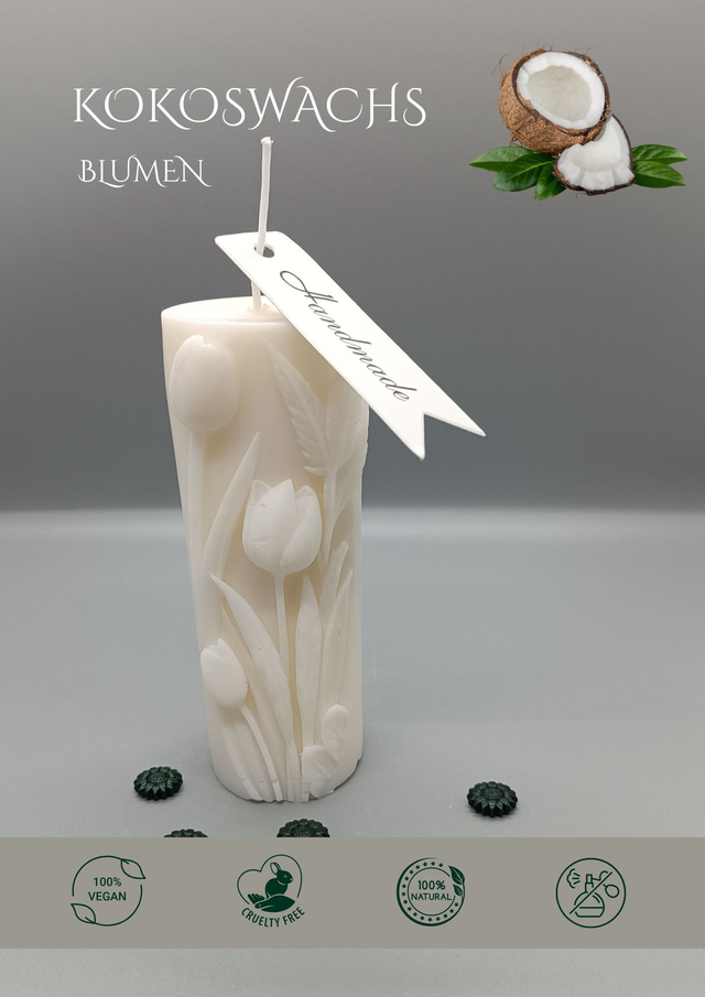 Kokoswachs Kerze Blumen