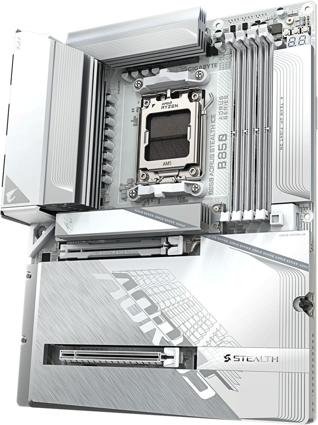 02.2.0101 – Scheda Madre Gigabyte B850 AORUS STEALTH ICE – ATX gaming avanzata con WiFi 7 per Ryzen 7000/8000/9000