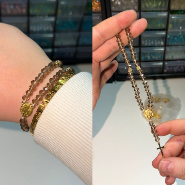 Bracelet-Chapelet Marron Glacé 