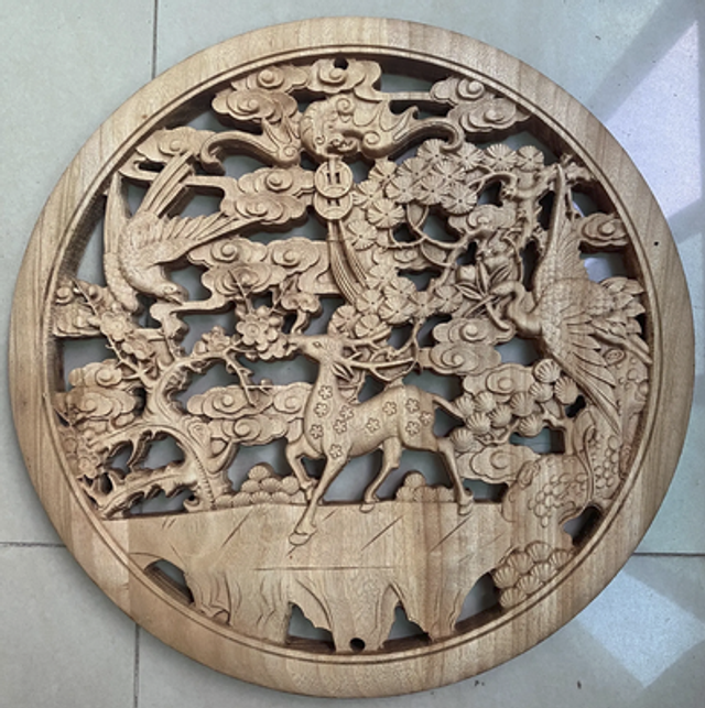 Round Dongyang wood camphor carving【圆形东阳木雕】
