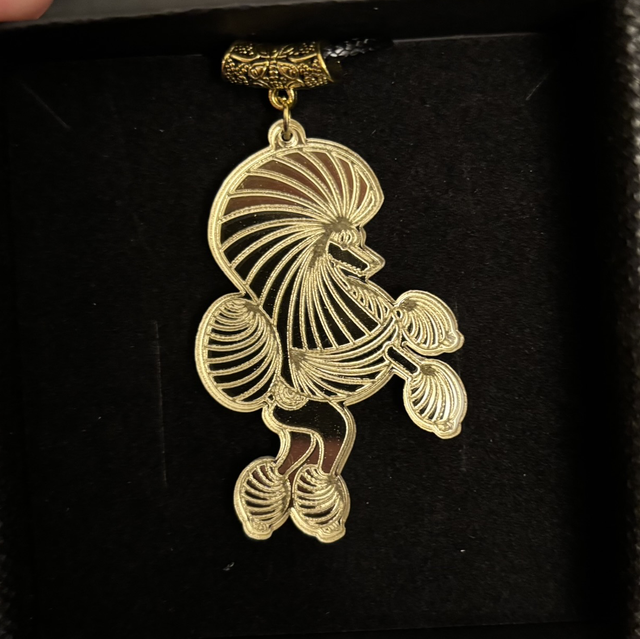 Acrylic - Necklace Poodle Continental Gold Mirror