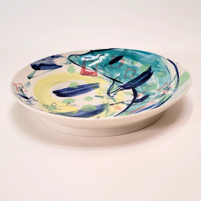 Plateau porcelaine gros poisson