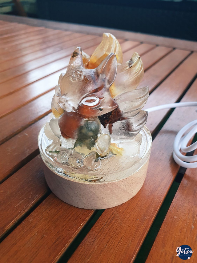 Veilleuse kitsune fleurs et tranche d&#039;orange