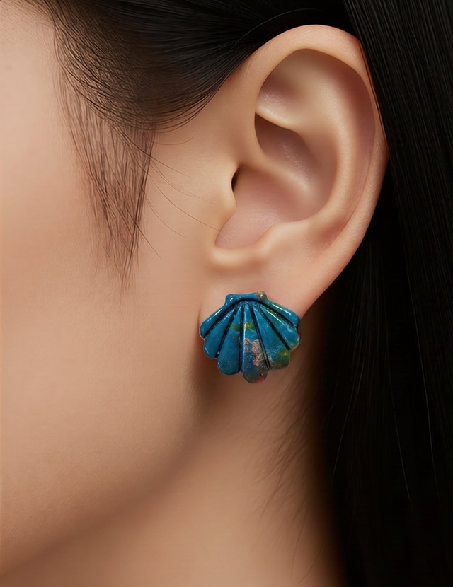 Boucles d'oreilles coquillage bleu