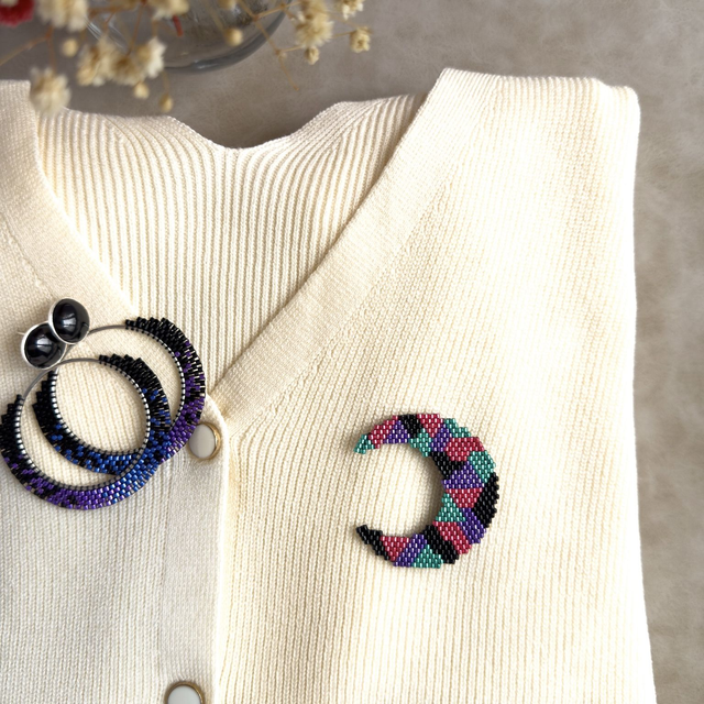 Lune – Broche tissée main