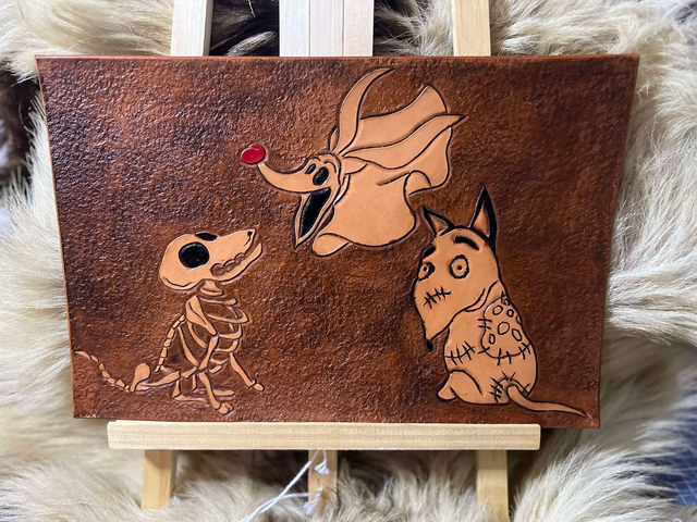 Tableau des 3 chiens Tim Burton