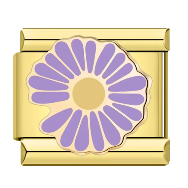 Charm Flor Morada Dorado