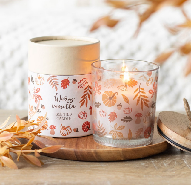 Autumn leaves warm vanilla candle
