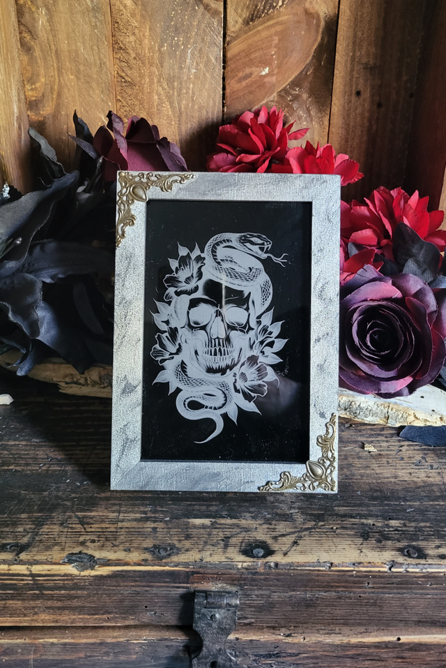 Cadre "Aura Floréale" Gravure sur acrylique noire