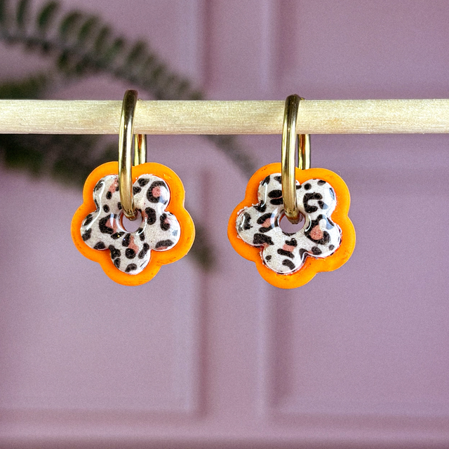 Fleurs bicolores - Léopard & orange