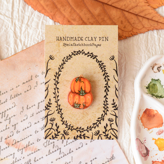 Autumn Collection &quot;A Pumpkin Patch&quot; clay pin