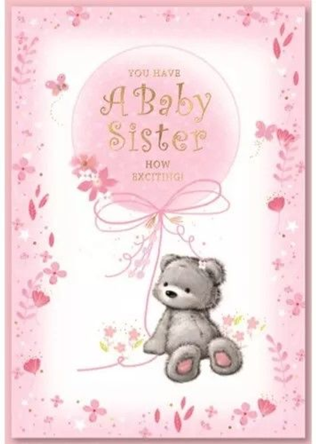 Sister Baby Teddy Bear Greetings Card.