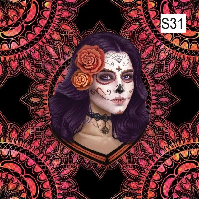 Panneau à coudre femme Calavera en simili 30x30cm 