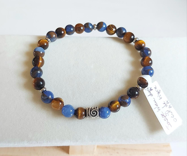 Jaspe bleu foncé doré et Œil de Tigre