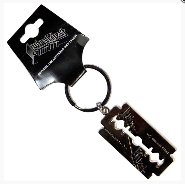 JUDAS PRIEST KEYCHAIN: BRITISH STEEL RAZOR BLADE