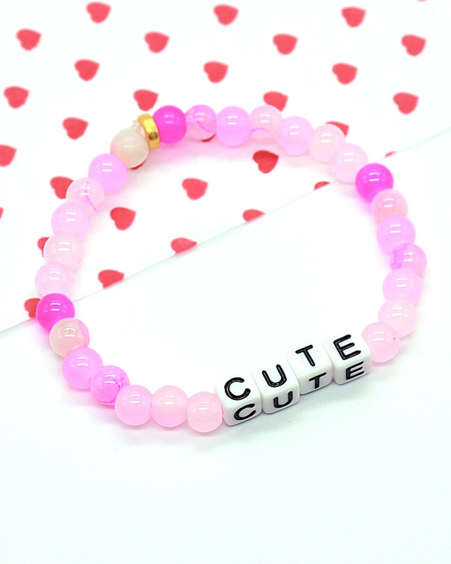 Cute Pink Glass Bead Bracelet