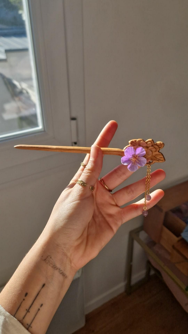 Pic à cheveux améthyste 