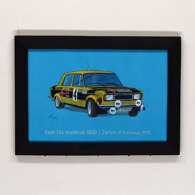 Artimotor enmarcado 22x31 - Seat 124 1800 / Zanini (Polonia 1977)