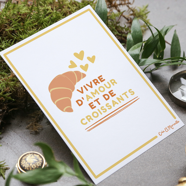 Carte postale Amour et croissants 🥐