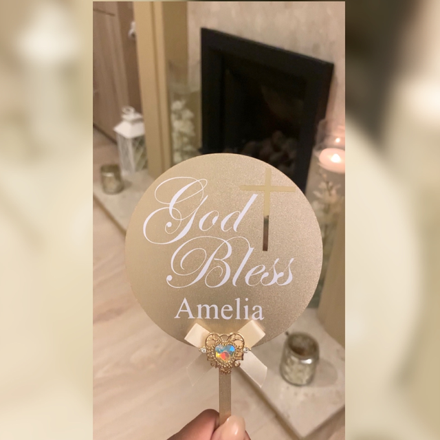 Occasion Cake Topper with Heart Rhinestone