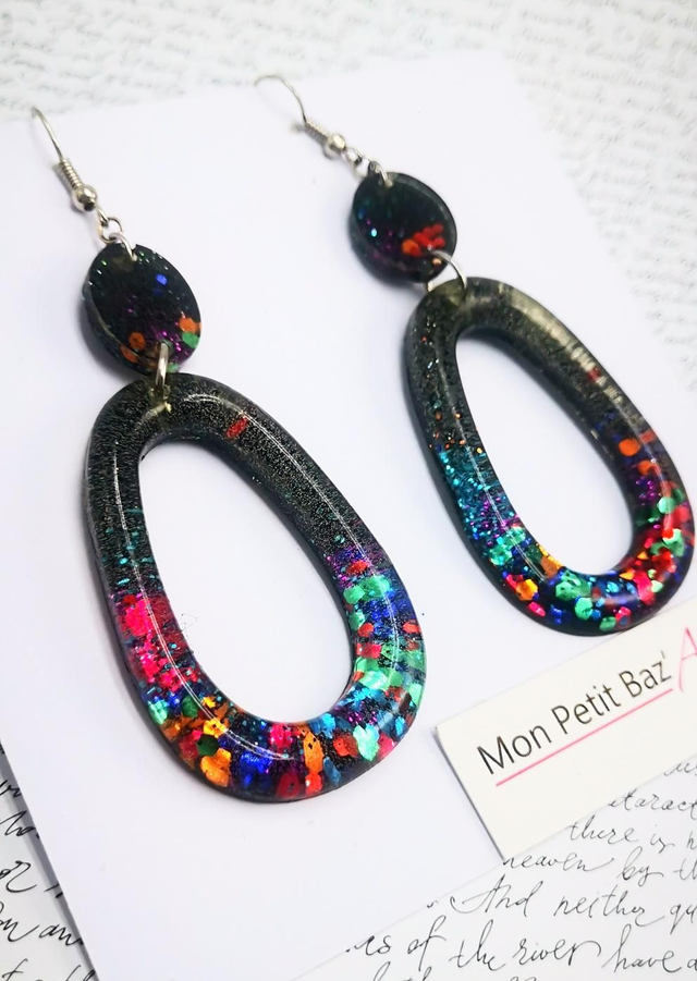 Boucles d'oreilles ZÔLA noir multicolore 