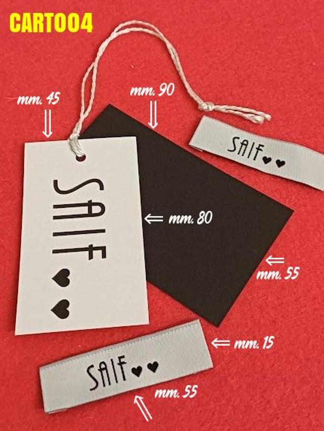 1000 + 1000 etichette tessute mm. 15x55 + doppi cartellini mm. 45x90 * Paga in3 rate con Klarna