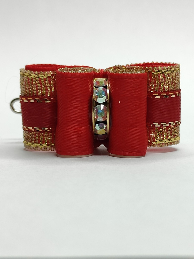 Noeud pour chien double coques-rouge-doré