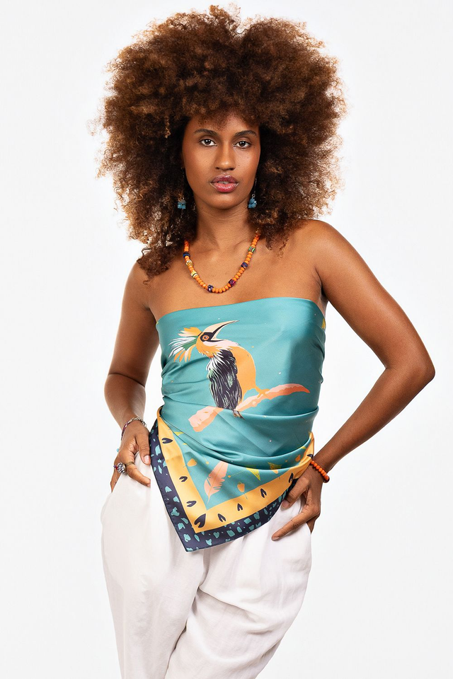 Foulard carré Hornbill Jour 70 cm x 70 cm