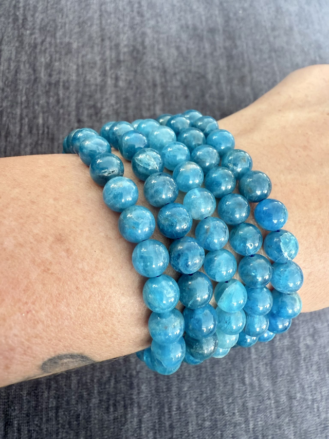 Apatite (Blue) Crystal Bracelet - 7mm