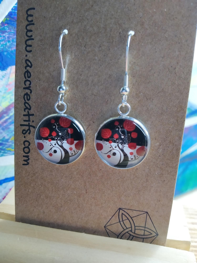 Boucles d&#039;oreilles cabochons arbre 