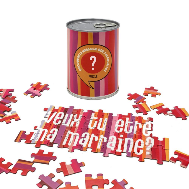 Puzzle à message "Veux tu être ma marraine"