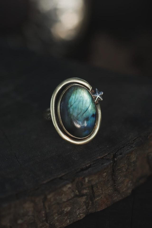 ✧ Little Sky ✧ bague labradorite réglable 
