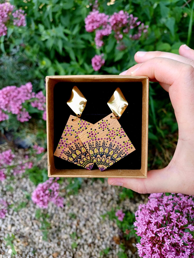 "Woody" - Boucles d'oreilles chutes de bois 