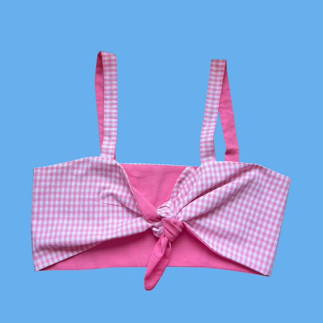 Crop top Papillon "vichy Rose" - L/XL/XXL