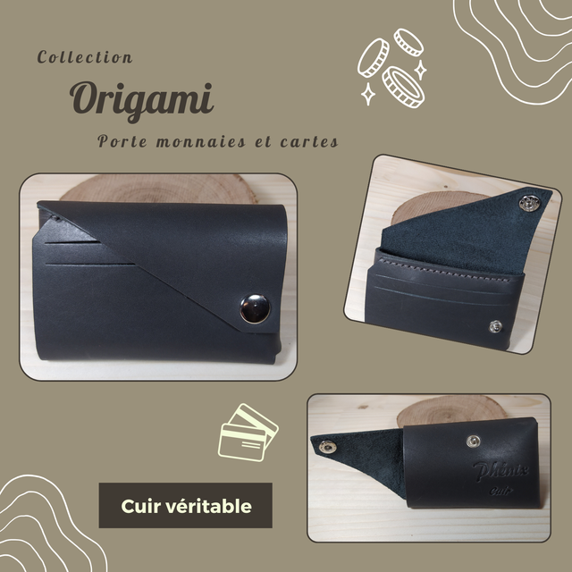 ORIGAMI porte monnaie/carte - Gris foncé