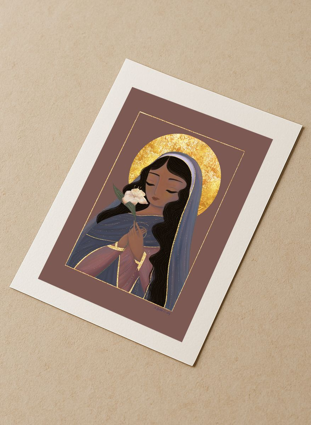 La Dame au Lys - Tirage d'art rehaussé de doré