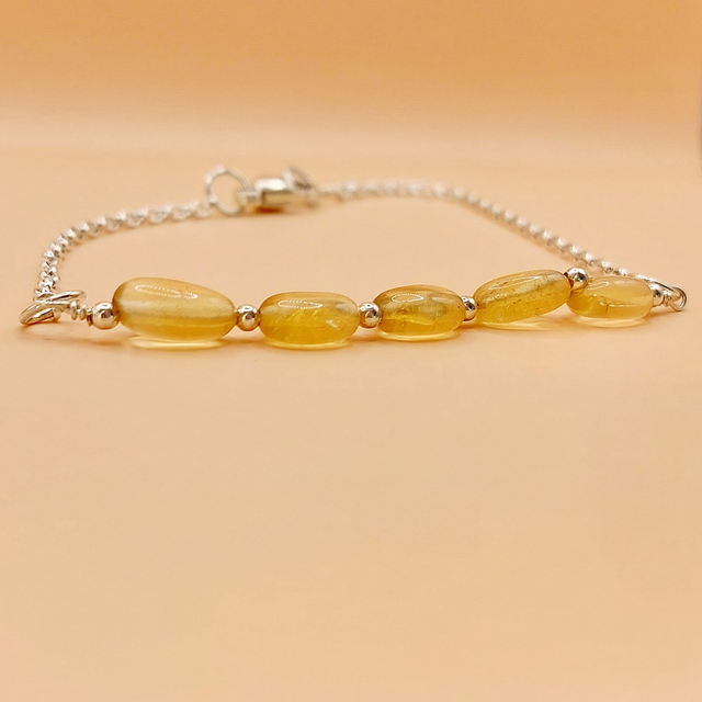 Sterling silver chain bracelet with Citrine beads