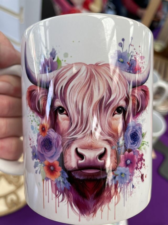 Highland cow watercolour 11oz mug