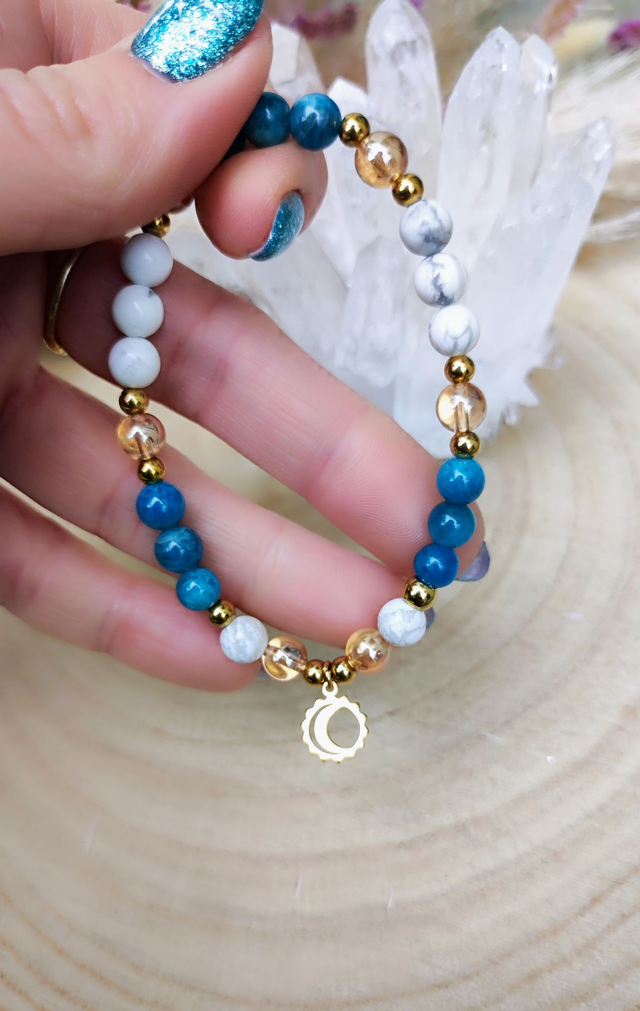 Bracelet Apatite et Howlite Lune