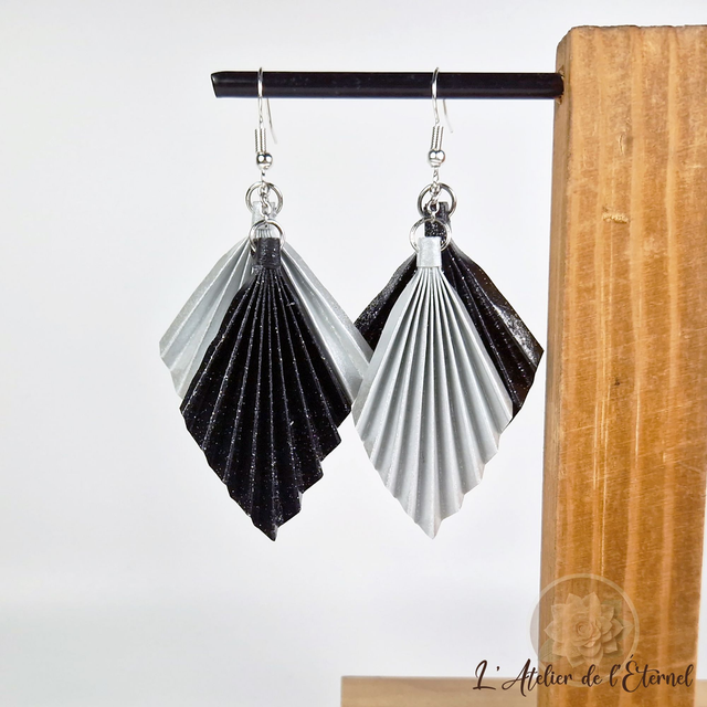 Boucles d'oreilles Losange Duo - argenté