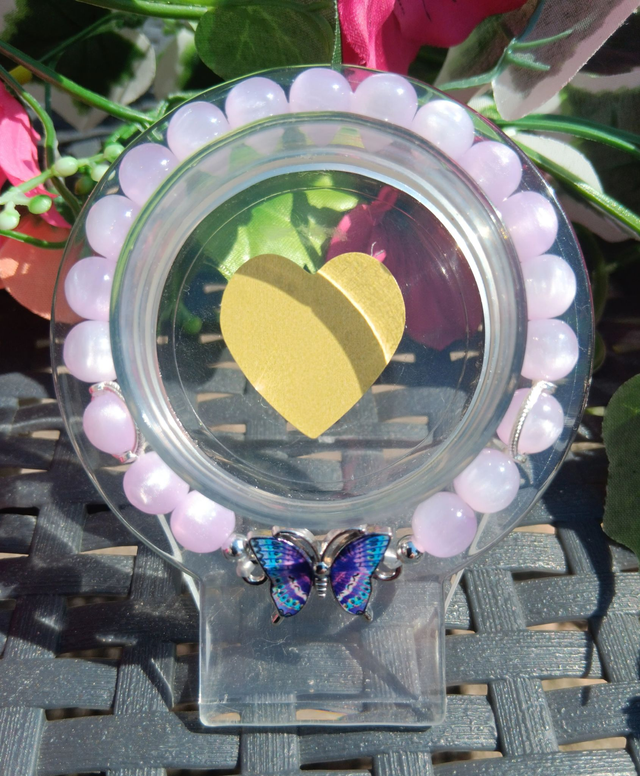 Bracelet papillon, perles effet œil de chat