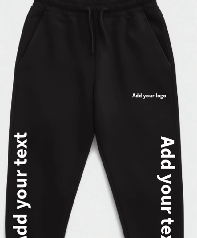 Customised jogging bottoms with text and logo