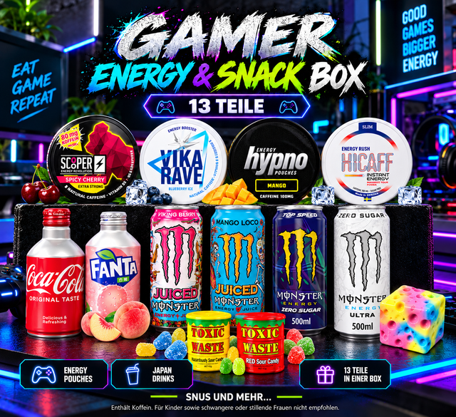 Gamer Energy & Snack Box – 13-teilig | Versandkostenfrei