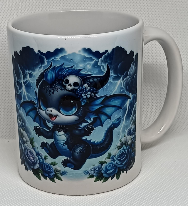 Custom Design Cute Baby Blue Dragon Mug.